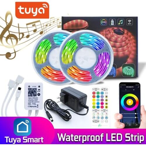 Tuya Smart WiFi RGB LED Strip Decor Bedroom Kitchen WiFi 12V 5M Music Lamp Strip Support Alexa Google Home Smart Lamp control