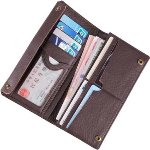 High Quality Cow Leather Long Wallet Classic Credit Card Holder Business Mens Wallets with lot of Card Slots Coin Pocket 8061