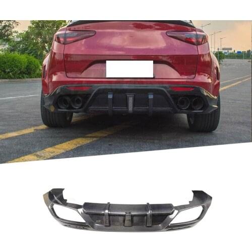 Carbon Fiber Rear Lip Diffuser For Alfa Romeo Stelvio 2017-2019 Fins Shark Style Skid Plate Bumper Protector Car Styling