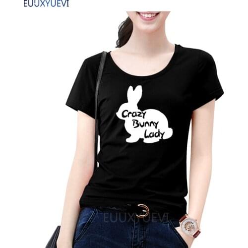 Women Crazy Bunny Lady cotton t shirt for Pet Owner Tee Rabbit Mom girl friend gift Shirt Graphic Tees Hipster Tumblr tops EUU56