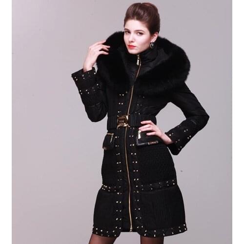 Royal cat Luxury Women Down Jacket Brand 2020 Winter Jacket Down Parka Rivet Fox Fur coat Downs jackets Woman Outwear down coats