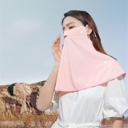 Women Ice Silk Ear-wearing Sunscreen Mask Breathable Headscarf For Outdoor Sports Cycling Breathable Masks Bicycle Cycling Ski