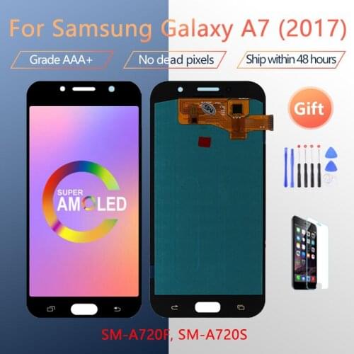 5.7" Super OLED Replacement LCD For Samsung Galaxy A7 2017 A720 A720F SM-A720F LCD Display Touch Screen Digitizer Assembly