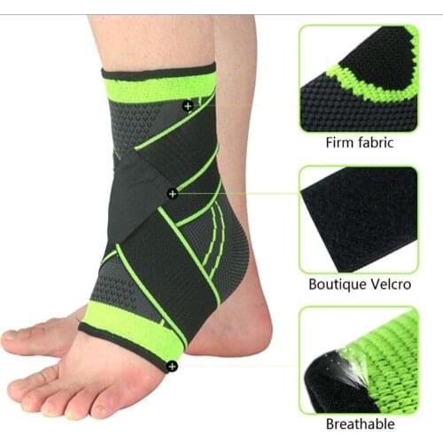 1PC 3D Pressurized Ankle Support Basketball Volleyball Sports Gym Badminton Ankle Brace Protector with Strap Belt Elastic