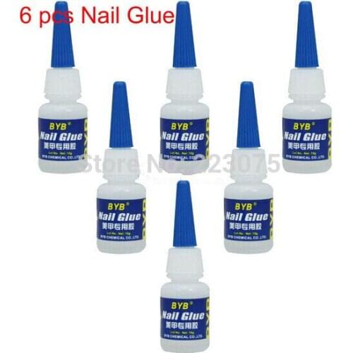 10g GLUE ACRYLIC UV GEL FALSE Full French NAIL ART TIPS Decoration Tools 6 Pcs /lot