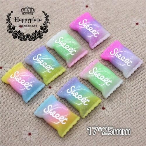 10pcs Resin Gradual Color Sweet Candy Simulation Food Art Supply Decoration Charm Craft,17*25mm