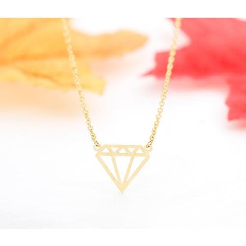 10PCS Elegant Geometric Triangle Origami Cone Shape Diamante Shape Necklaces for Women Stainless Steel Chain Female Jewelry