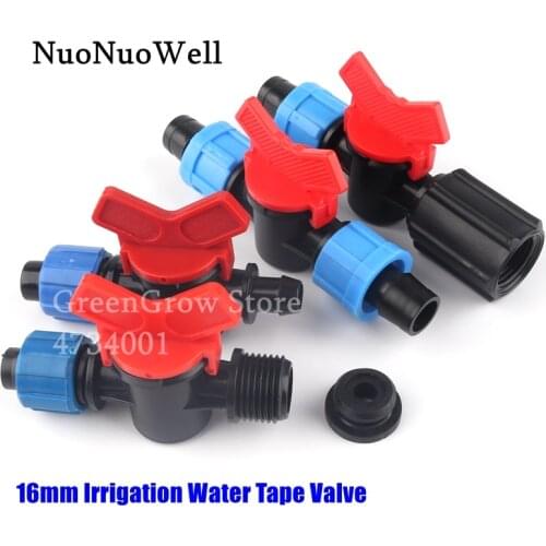 2pcs/lot Blue 16mm Drip Tape Valve Irrigation System Fittings Garden Farm Irrigation Water Tape Connectors Hose Valve Lock Joint