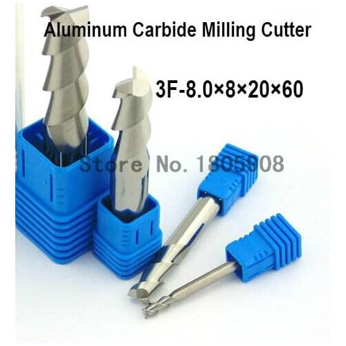 3F*8.0*8*20*60 CNC tool tungsten alloy milling cutter special flat aluminum alloy cutter aluminum alloy milling cutter