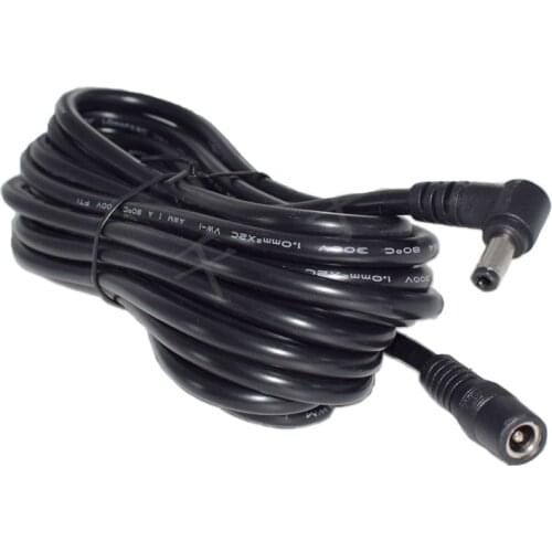 5M/16.4 ft. 5.5mm x 2.5mm DC Plug Extension Cable Cord with Male to Female 90 Degree Angle Plug Jack for Wireless IP Camera CCTV