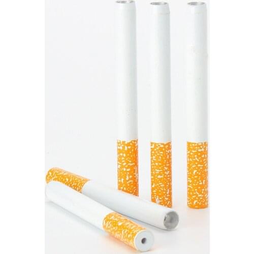 5pcs Metal One Hitter Pipe Cigarette Shape Design Aluminum Alloy Tobacco Smoking Pipe Gadgets For Men