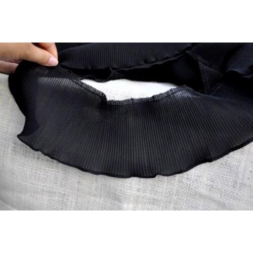 5Yard/Lot 11CM Black white lace trim chiffon ruffled pressure plait pleated garment skirt hem lace fabric DIY accessories