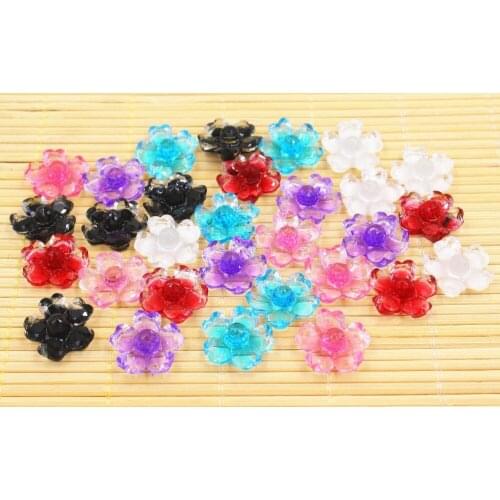 50pcs/lot DIY resin cabochons accessories flat back resin flowers mix colors 15mm
