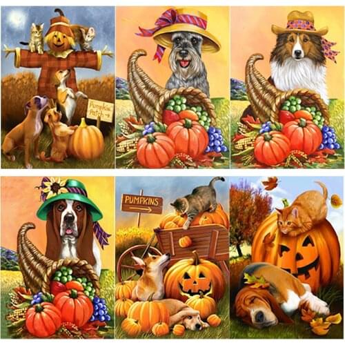 New 5D DIY Diamond Painting Full Square Round Drill Dog Diamond Embroidery Animal Cross Stitch Home Decor Manual Halloween Gift