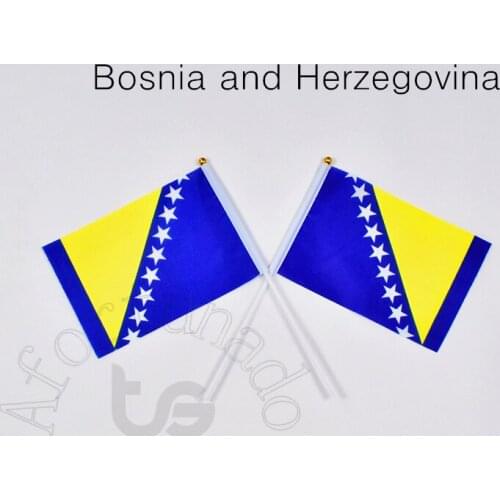 Bosnia and Herzegovina 14*21cm 10pieces Banner National Flag Hand waving Flag for meet,Parade,party.Hanging,decoration