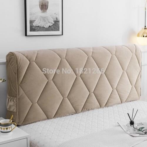 Bed Headboard Slipcover Protector Dustproof Thicken Bed Head Cover Comfortable Headboard Cushion Cover Solid Color Bedroom Decor