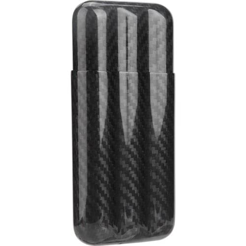 Carbon Fiber Cigar Case Humidors 3 Tubes Cigar Holder Storage Box Travel Case