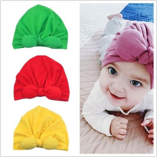 New Hot Baby Beanie Turban Hood Toddler Kid Bow Indian Hat Boho Cute Soft Top Warm Baby Hat Headdress Children Gift Photography