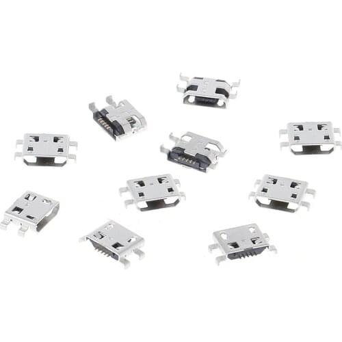 10 Pcs Type B Micro USB 5 Pin Female Charger Mount Jack Connector Port Socket
