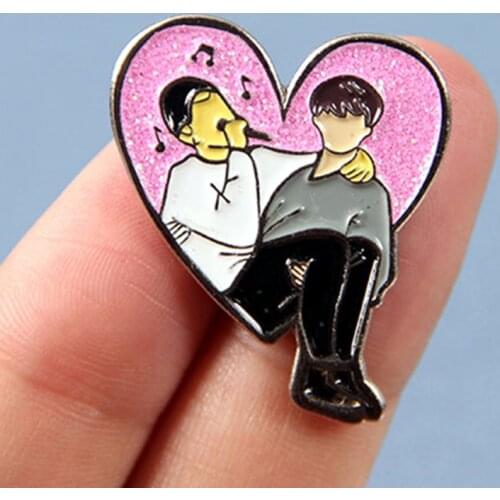 K-POP Jimin and Jungkook GAY Pride Brooch Pins Enamel Metal Badges Lapel Pin Brooches Jackets Fashion Jewelry Accessories