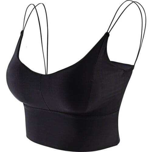 Summer Korean Style Fashion Retro Tank Tops Solid Color Short Style With Chest Pad Camisole Vest