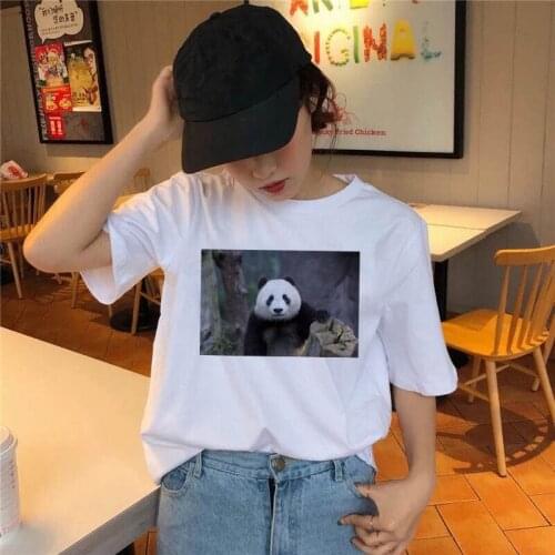 Summer China Panda Printing Women T shirt Summer Short Sleeve O-neck Women Tops Tshirt Casual Tees Lady Aesthetic