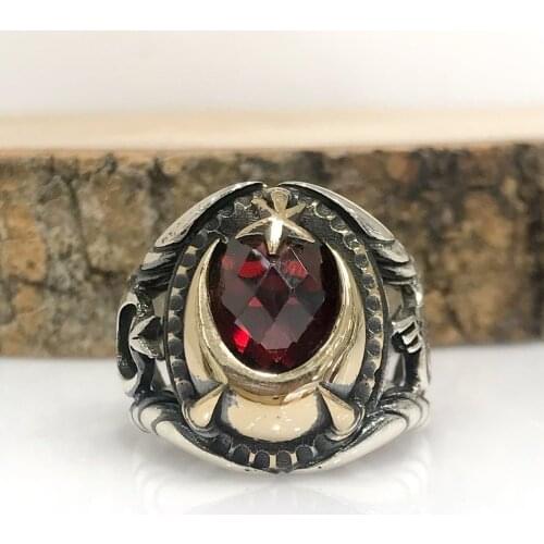 New the Moon the stars Soldier Special Mould Silver Men 'S Ring