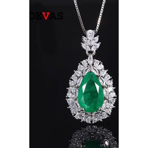 OEVAS 100% 925 Sterling Silver 19*16mm Emerald Aquamarine Ruby High Carbon Diamond Pendant Necklace For Women Party Fine Jewelry