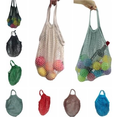 Portable Net Pocket Tote Cotton Storage Bag Reusable Fruit Shopping Net Hand Bags Woven Mesh Bags House Organization Supplies