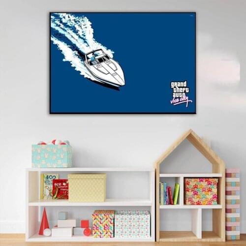 Poster GTA Vice City Sunset Landscape Posters and Prints Canvas Painting Wall Pictures Living Room Art Decoration Home Decor