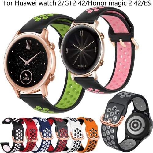 20 MM Silicone Watch Band For Huawei watch 2/GT2 42mm Strap Correa Sports Smart Watch Replace WatchBand For Honor magic 2 42/ES