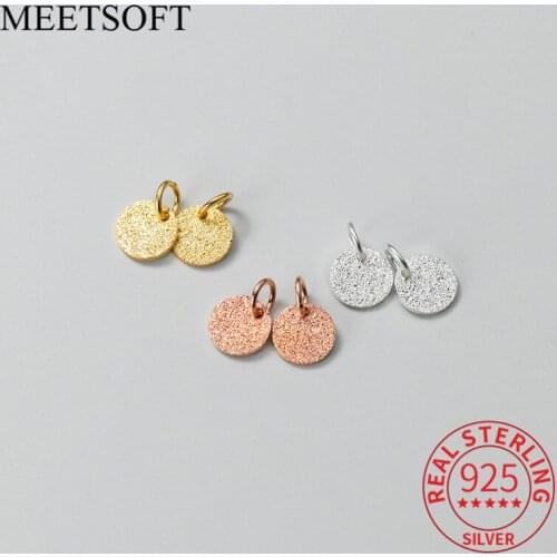 MEETSOFT Romantic 925 Sterling Silver Round sequins Charms Special of DIY Handmade Necklace Decoration Bracelet Accessory