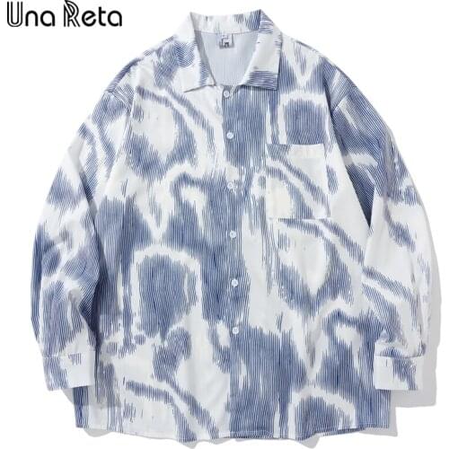 Una Reta Tie Dye Men Shirt Spring Autumn Harajuku Men Clothing Print Long Sleeve Shirts Streetwear Casual Loose Shirts For Men