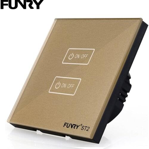 EU standard Touch Switch Light Control Sensor Switch Luxury Wall Switch Panel ST2 2 Gang 170-240V Crystal Tempered Glass