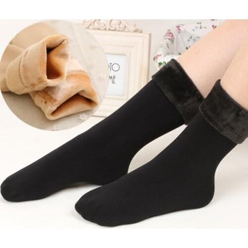 Wool Cashmere Ladies Thick Warmth Soft Casual Solid Color Socks Cotton Socks Plus Velvet Floor Socks Carpet Socks Winter Socks