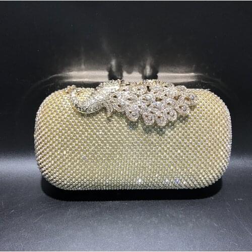 19x11CM Full Diamond Bag Peacock Dinner Bag Chain Clutch Bag Crystal Bridal Party Women a6864