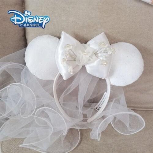 Disney White Wedding Dress Mickey Mouse Headband Disneyland Minnie Ears Headwear Girl Beauty Toys Cosplay Wedding Decoration
