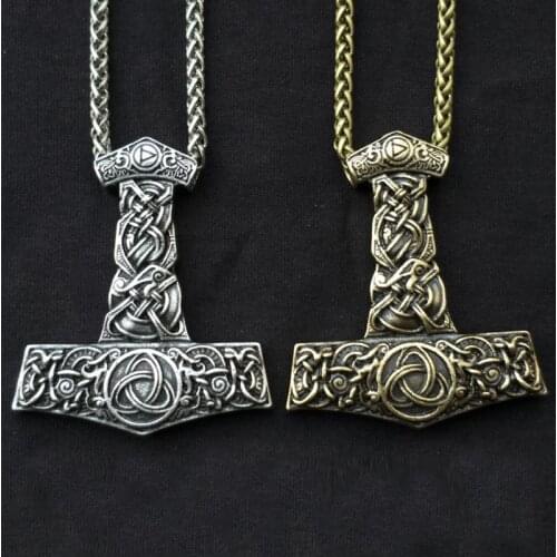 Talisman Viking Rune Necklace Men Jewelery Irish Trinity Knots Thurisaz Thor Mjolnir Hammer Amulet Rune Pendants