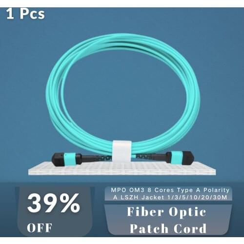 1PCS MPO OM3 8 Cores Type A Polarity A Fiber Optic Patch Cord LSZH Jacket Jumper Cable 1/3/5/10/20/30M