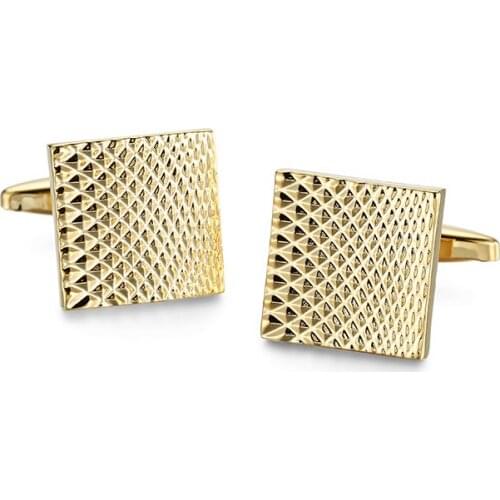 High Quality Men Cuff Links Vintage Mens Wedding Party Gift Classical Grid Cufflinks Engraved Gold 2017 New Classic