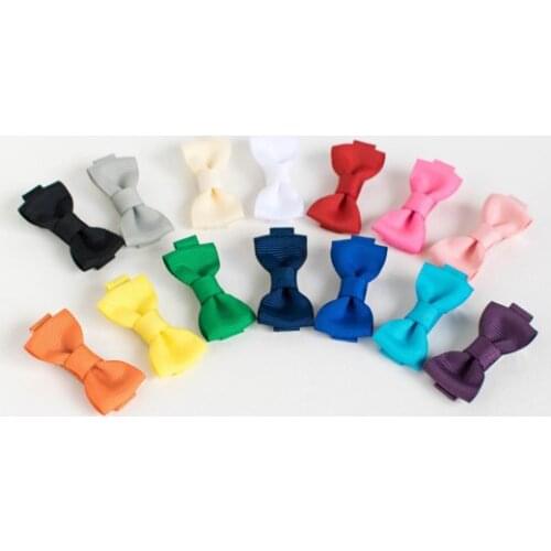 2" Small Hair Clip Barrette for Girls Classic Small Tuxedo Bow 14Colors 28pcs