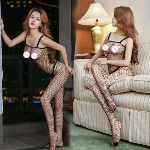 Women Sex Clothes See Through Open Crotch Bodystockings Sexy Fishnet Bodysuit Mesh Hollow Out Teddy Lingerie Erotic Costumes