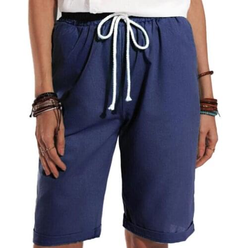 Women Shorts Solid Color Pockets Summer Wide Leg Short Pants Summer New Casual Ladies Drawstring Elastic Loose Short Trousers