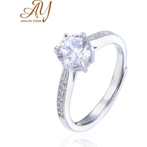 Anillos Yuzuk Silver 925 Jewelry Ring Resizable Moissanite Silver 925 Womens Classic Zircon Natural Gemstone Rings Fine Jewelry