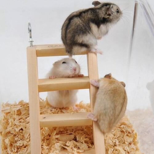 1 Pc Hamster Ladder Stand Wooden Climbing Toy Solid Playing Accessories Products for Hamster Squirrel Guinea Pig