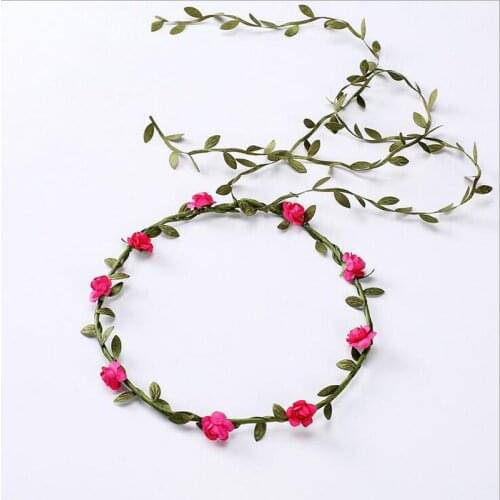 10pcs/lot Women Headwear Paper Rose Floral Berry With Long Leaves Flower Hairbands Hair Accessories For Bride Wedding Headdress