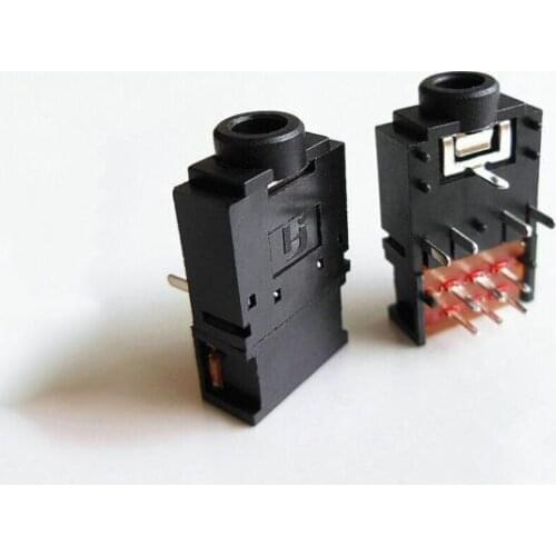 10Pcs PJ-307 3.5mm Stereo Audio Jack Socket 3.5 Dual Track Headphone Connector 8Pins with switch PJ307