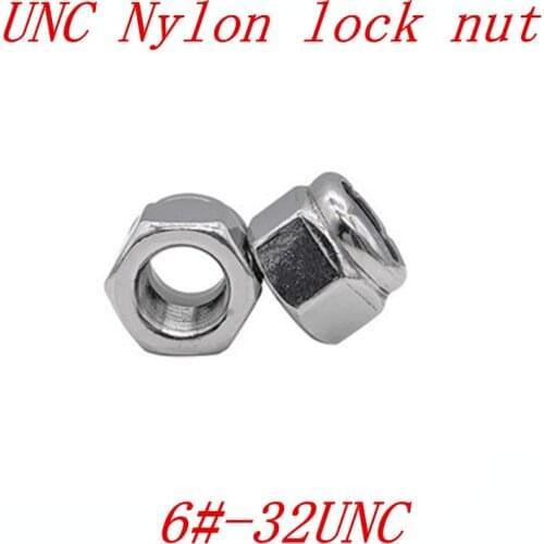 100pcs 6#-32 UNC stainless steel Nylon lock nut Insert Locking nuts