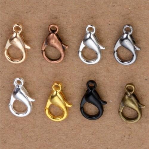12mm 50pcs/lot 8Colors Alloy Lobster Clasp Hooks For Necklace&Bracelet Chain DIY Jewelry Findings