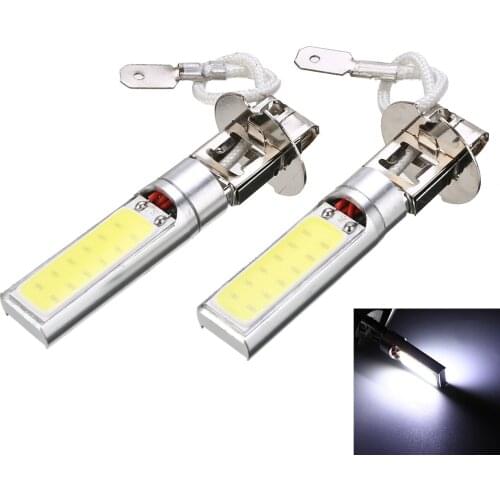 For Car Lighting 2pcs H3 COB LED Car Fog Light Headlight Running Light Bulb 6000K Super White DC 12V Mayitr
